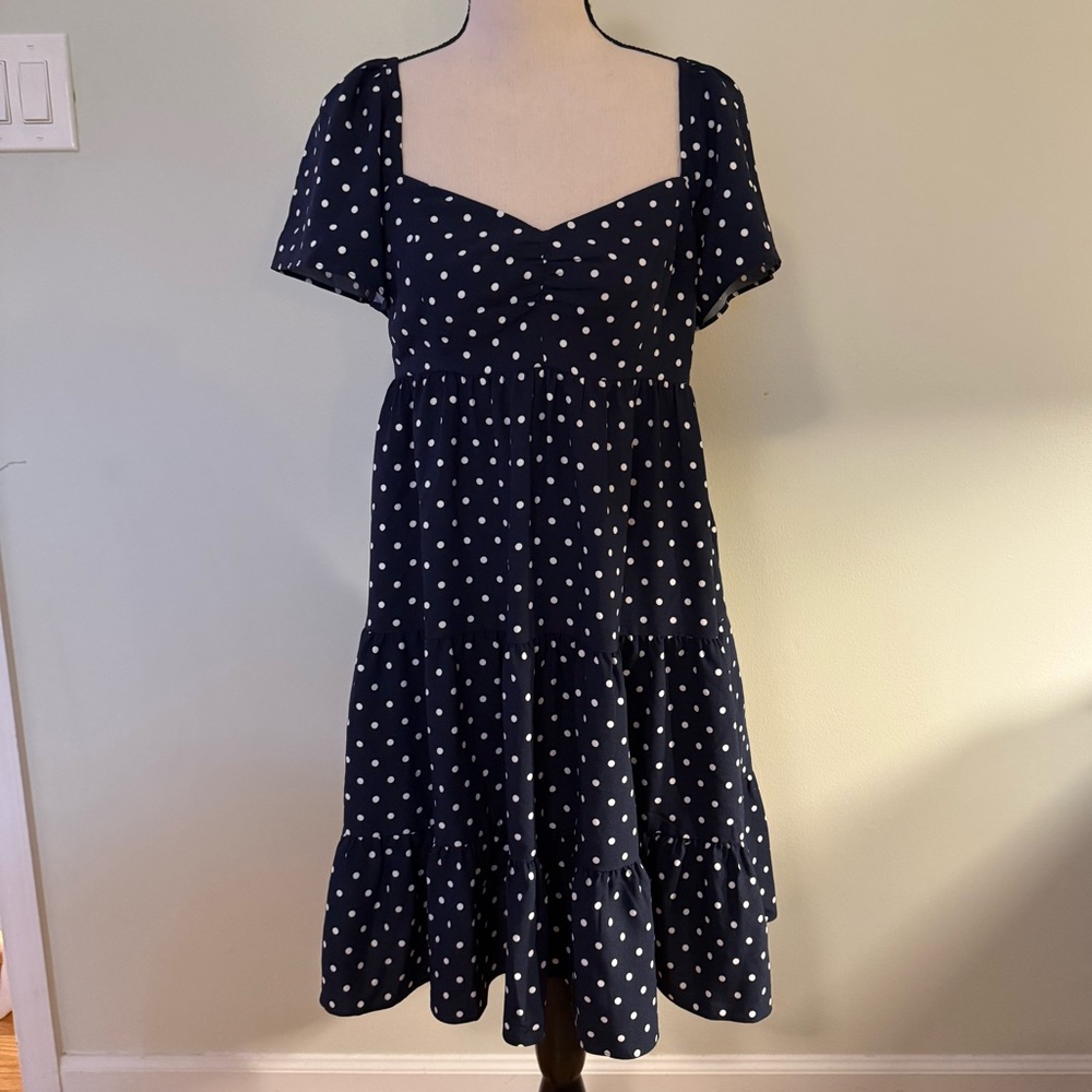 Draper James White and Blue Polka Dot Sundress